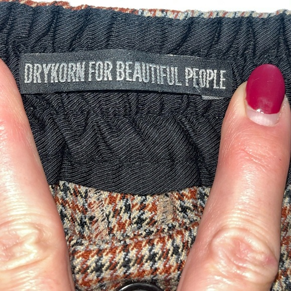 DRYKORN houndstooth Brown Black JEGER pants Stretch zip Up Tie Waist joggers 34 - Picture 2 of 16